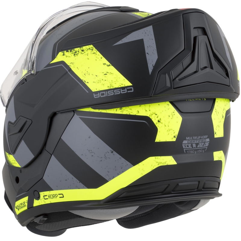 Překlápěcí helma na motorku Cassida MultiFlip Korp matná černo-fluo žluto-šedá
