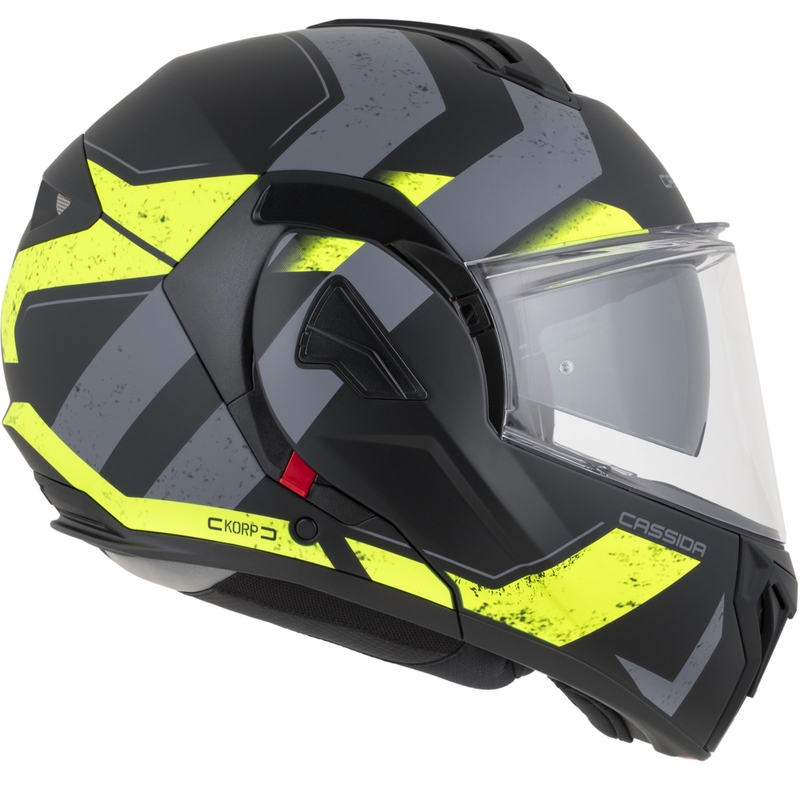 Překlápěcí helma na motorku Cassida MultiFlip Korp matná černo-fluo žluto-šedá