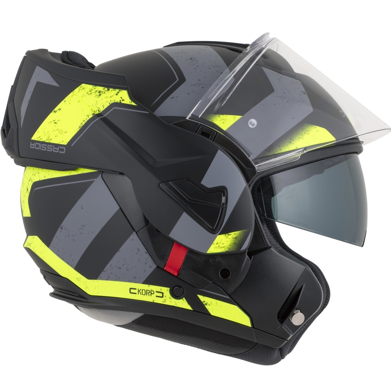 Překlápěcí helma na motorku Cassida MultiFlip Korp matná černo-fluo žluto-šedá