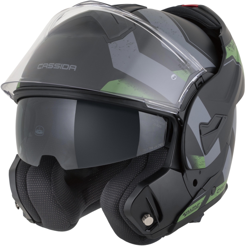 Překlápěcí helma na motorku Cassida MultiFlip Korp matná černo-zeleno-šedá