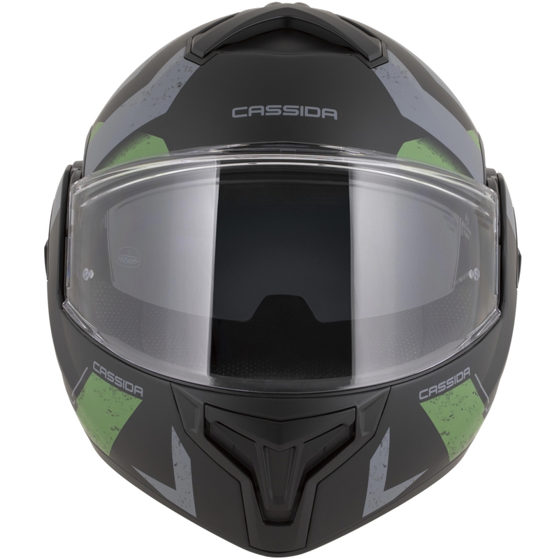 Překlápěcí helma na motorku Cassida MultiFlip Korp matná černo-zeleno-šedá