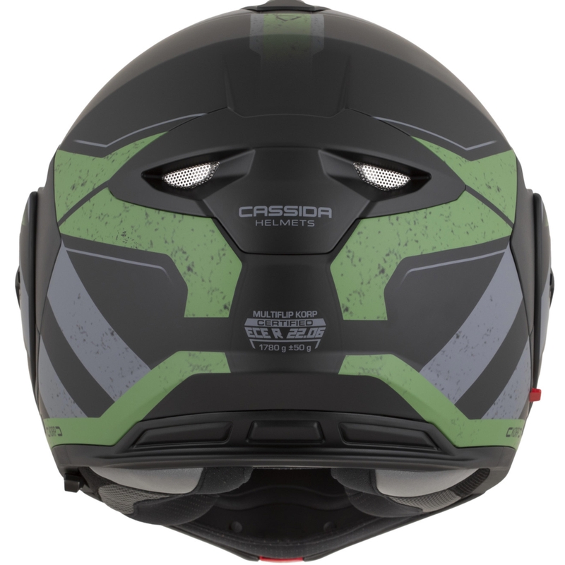 Překlápěcí helma na motorku Cassida MultiFlip Korp matná černo-zeleno-šedá