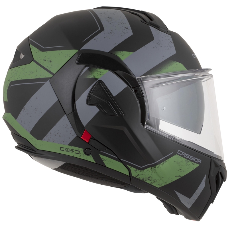 Překlápěcí helma na motorku Cassida MultiFlip Korp matná černo-zeleno-šedá