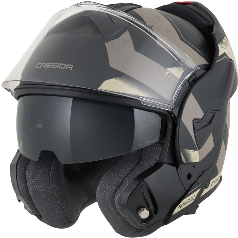 Překlápěcí helma na motorku Cassida MultiFlip Korp matná černo-pískovo-khaki