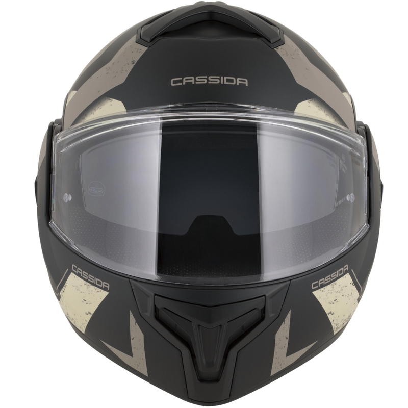 Překlápěcí helma na motorku Cassida MultiFlip Korp matná černo-pískovo-khaki