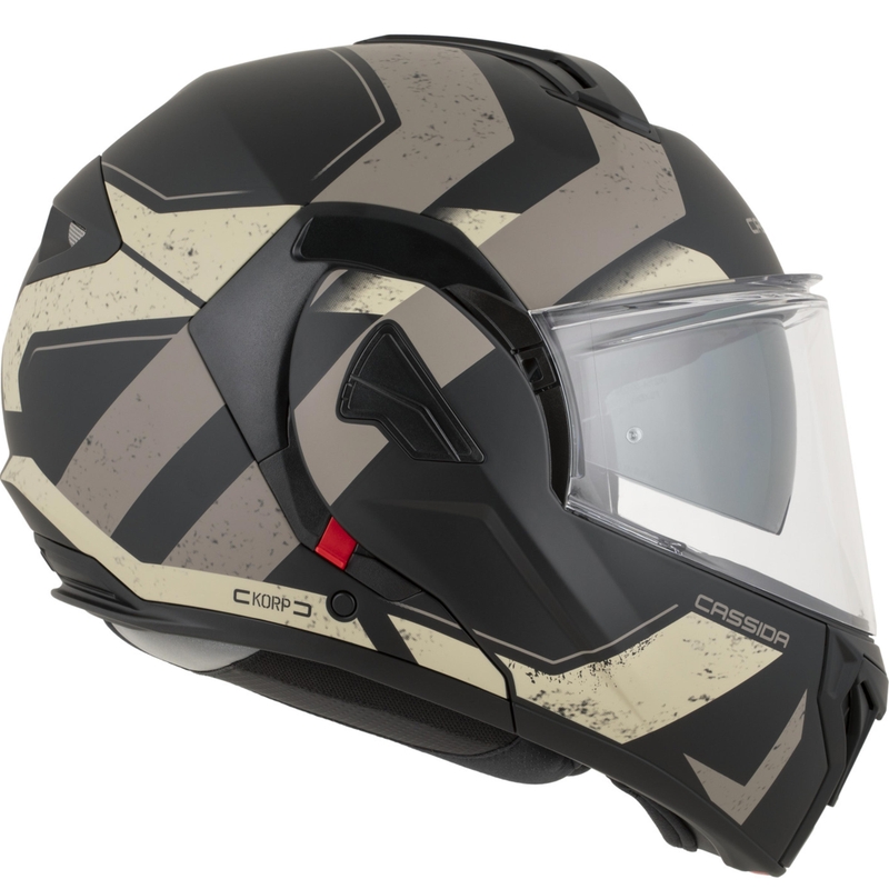 Překlápěcí helma na motorku Cassida MultiFlip Korp matná černo-pískovo-khaki