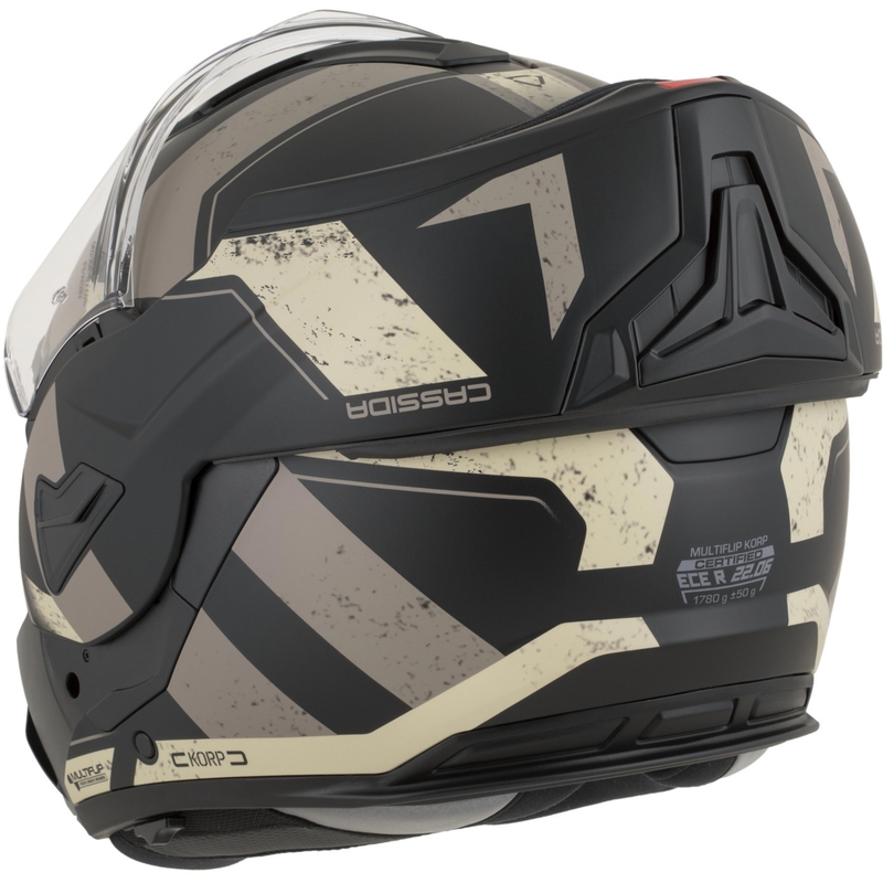 Překlápěcí helma na motorku Cassida MultiFlip Korp matná černo-pískovo-khaki