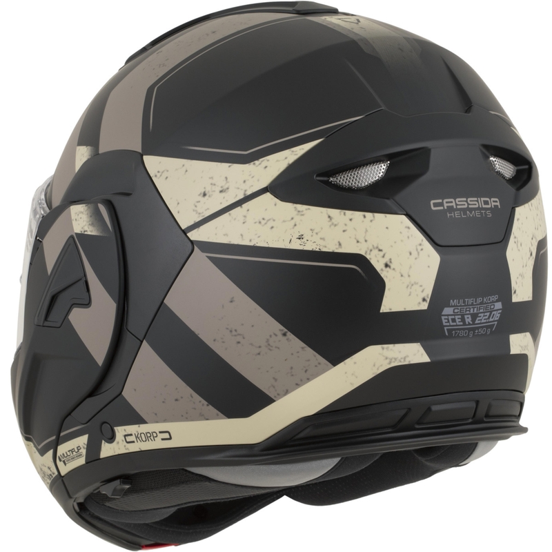 Překlápěcí helma na motorku Cassida MultiFlip Korp matná černo-pískovo-khaki