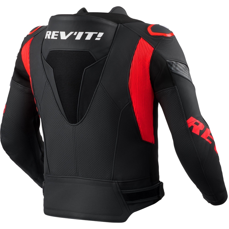 Kožená bunda na motorku Revit Argon 3 PRO černo-fluo červená