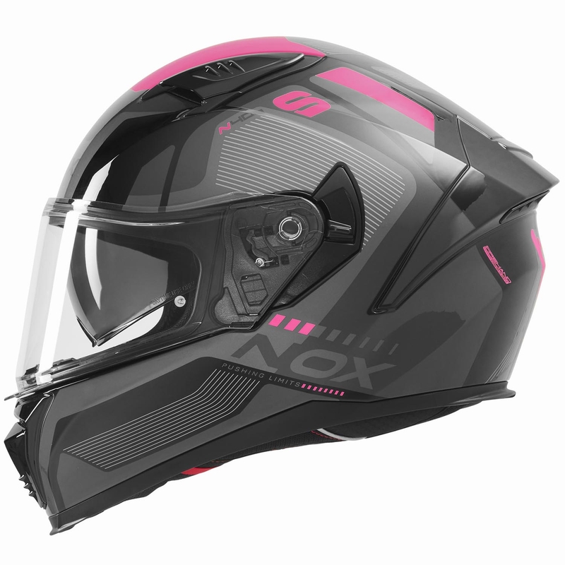Integrální helma na motorku NOX N402 Mentor černo-růžová