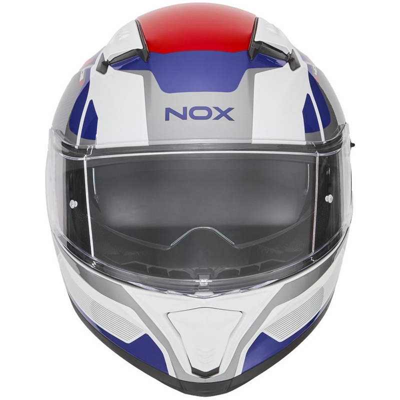 Integrální helma na motorku NOX N402 Mentor bílo-modro-červená