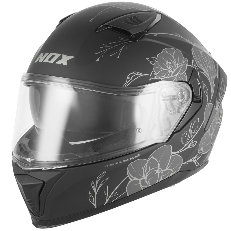 Integrální helma na motorku NOX N402 Spring matná černo-stříbrná