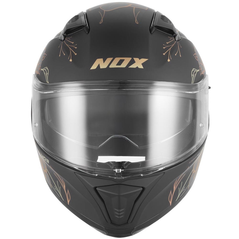 Integrální helma na motorku NOX N402 Spring matná černo-zlatá