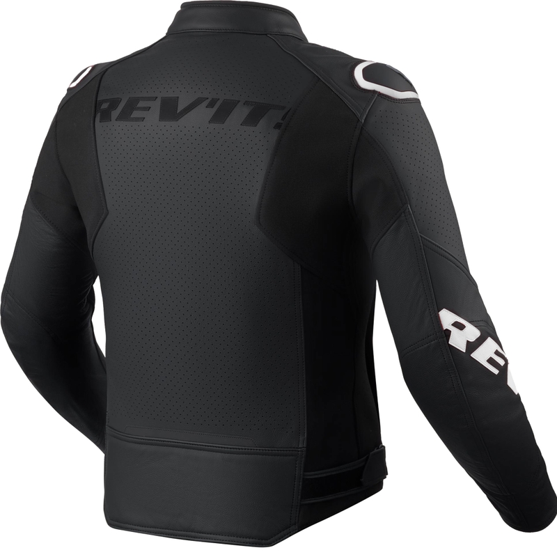 Kožená bunda na motorku Revit Quadratic černo-bílá