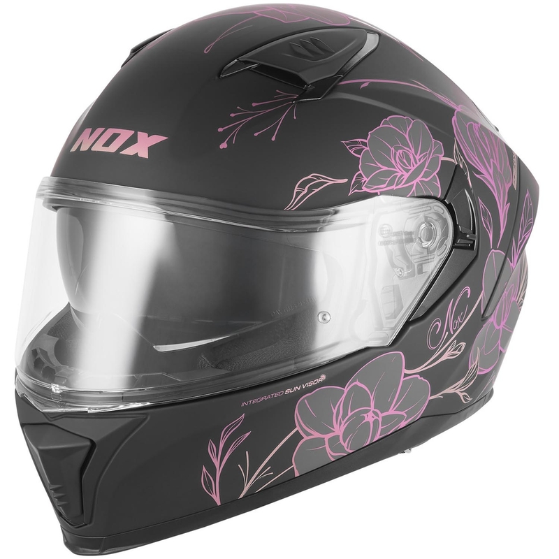 Integrální helma na motorku NOX N402 Spring matná černo-růžová