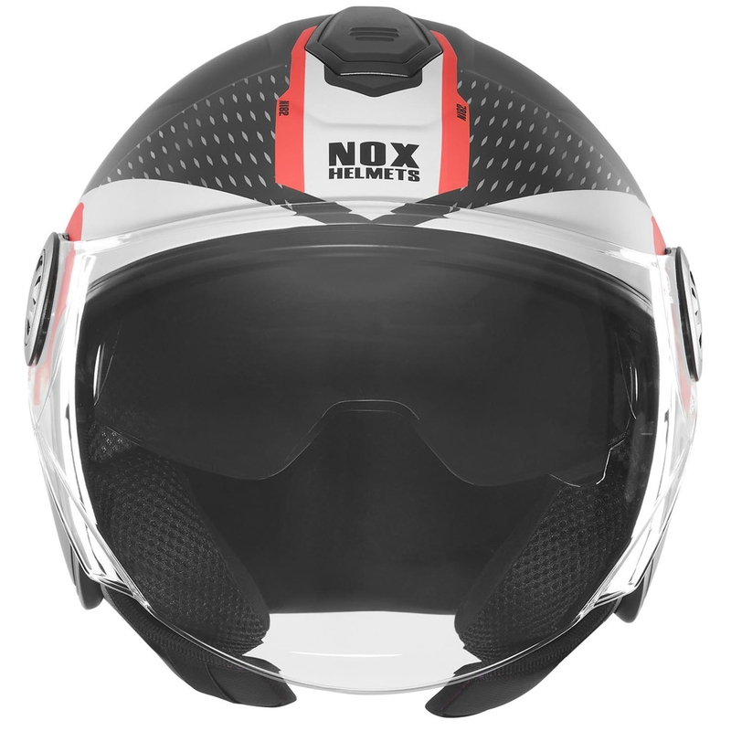 Otevřená helma na motorku NOX N182 Round matná černo-červená