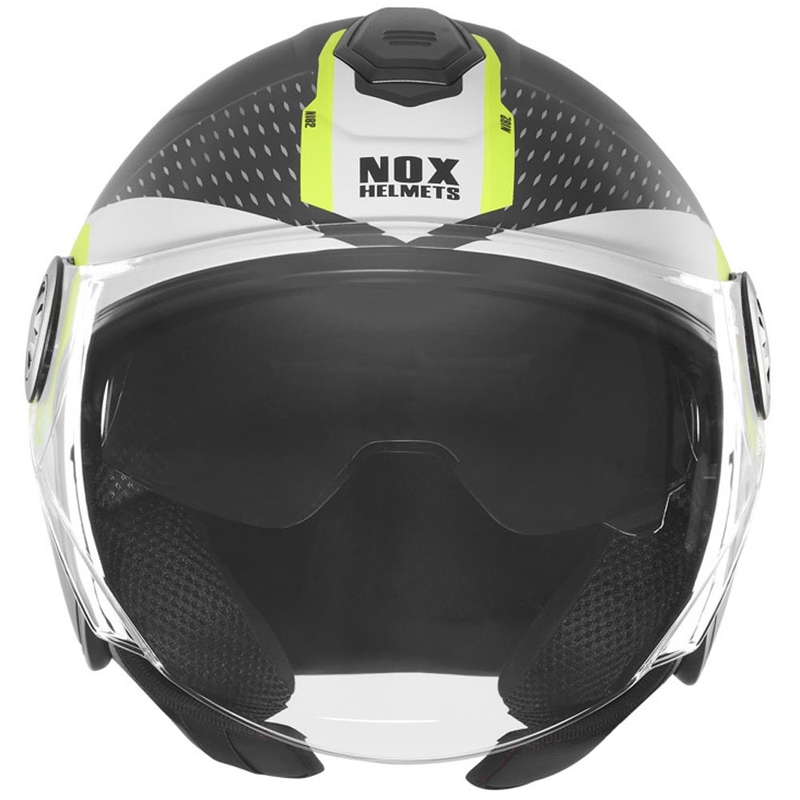 Otevřená helma na motorku NOX N182 Round matná černo-fluo žlutá