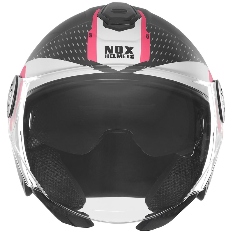 Otevřená helma na motorku NOX N182 Round matná černo-růžová