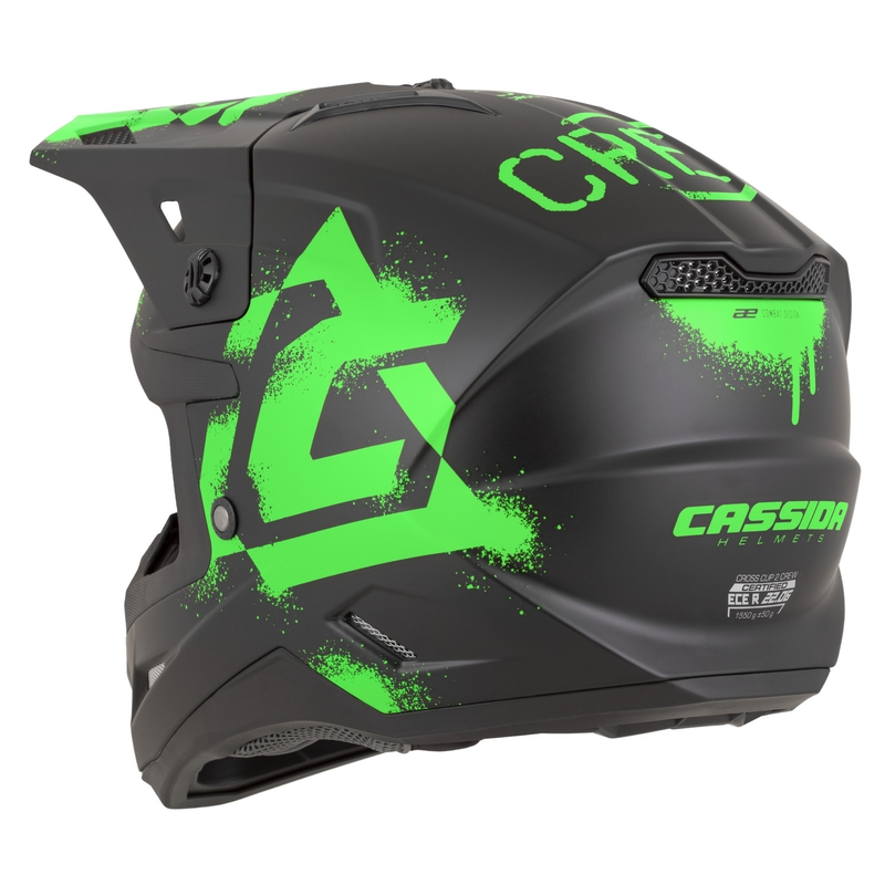 Motokrosová helma na motorku Cassida Cross Cup 2 Crew matná černo-fluo zelená