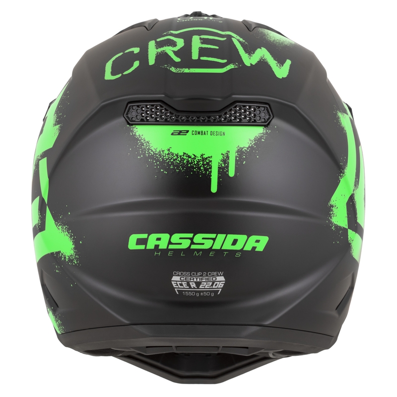 Motokrosová helma na motorku Cassida Cross Cup 2 Crew matná černo-fluo zelená