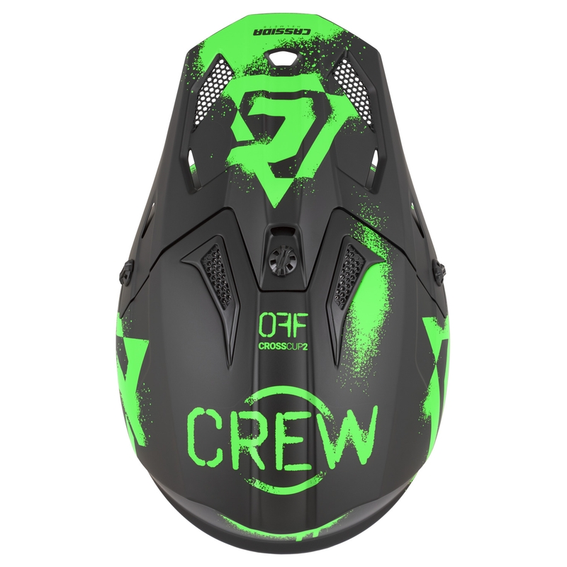 Motokrosová helma na motorku Cassida Cross Cup 2 Crew matná černo-fluo zelená