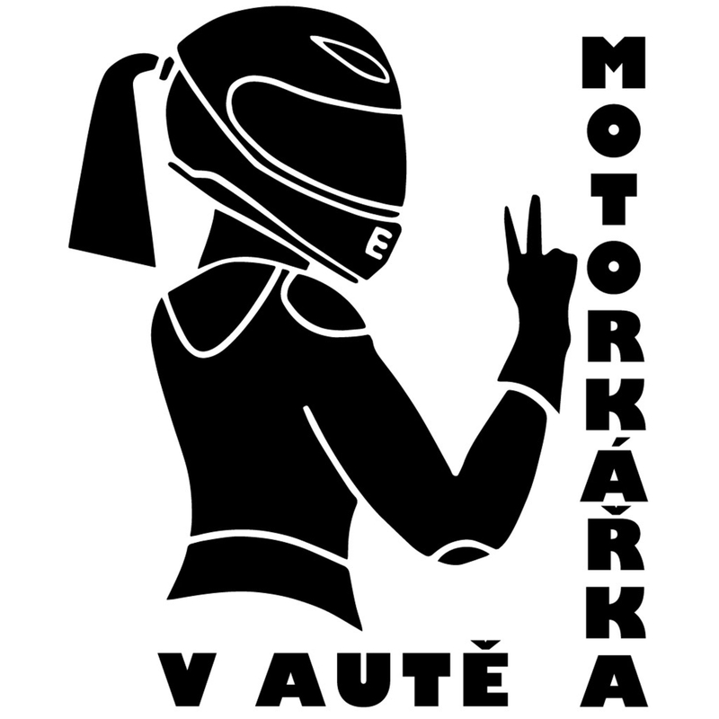 Nálepka Motorkářka v autě