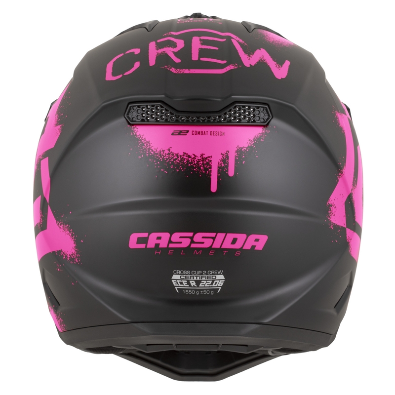 Motokrosová helma na motorku Cassida Cross Cup 2 Crew matná černo-fluo růžová