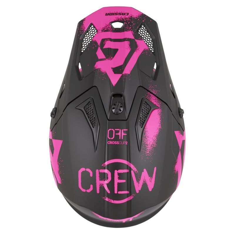 Motokrosová helma na motorku Cassida Cross Cup 2 Crew matná černo-fluo růžová