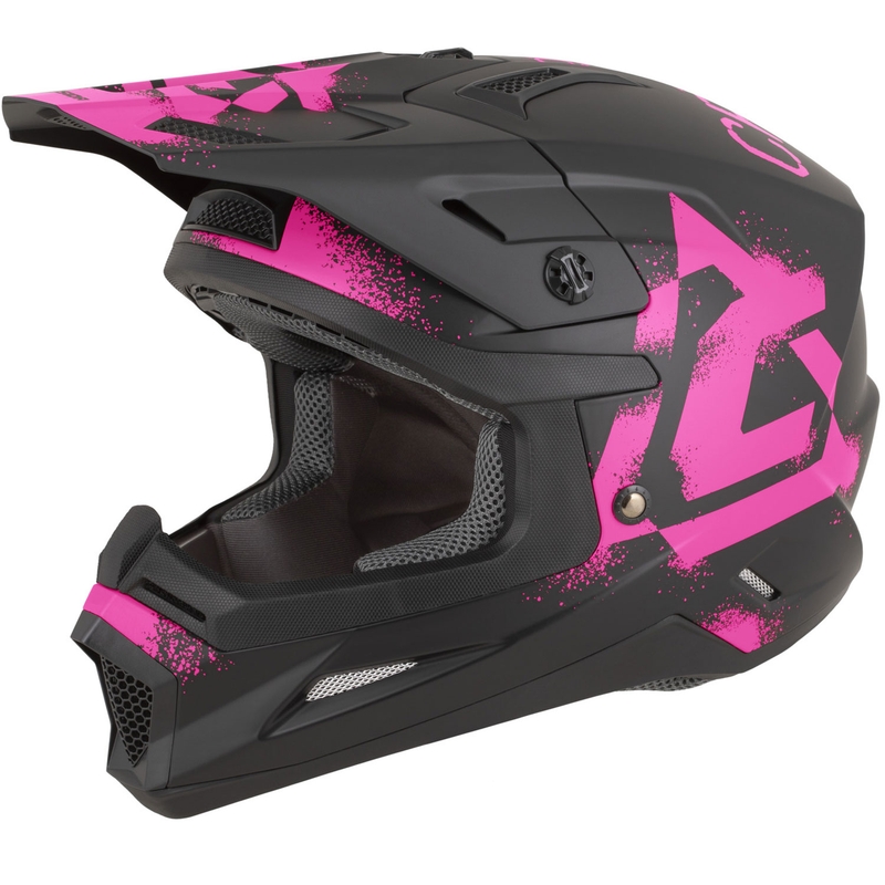 Motokrosová helma na motorku Cassida Cross Cup 2 Crew matná černo-fluo růžová
