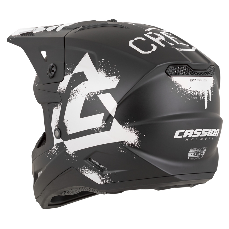 Motokrosová helma na motorku Cassida Cross Cup 2 Crew matná černo-bílá