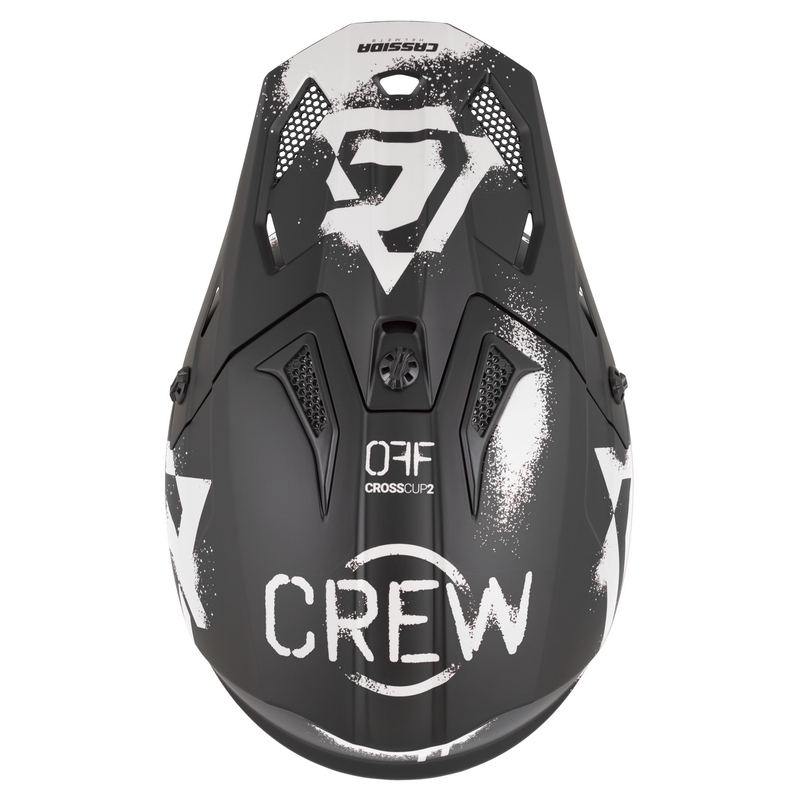 Motokrosová helma na motorku Cassida Cross Cup 2 Crew matná černo-bílá