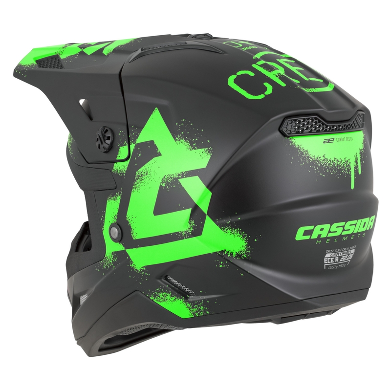 Dětská motokrosová helma na motorku Cassida Cross Cup 2 Crew Junior matná černo-fluo zelená