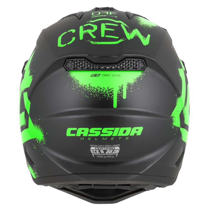 Dětská motokrosová helma na motorku Cassida Cross Cup 2 Crew Junior matná černo-fluo zelená