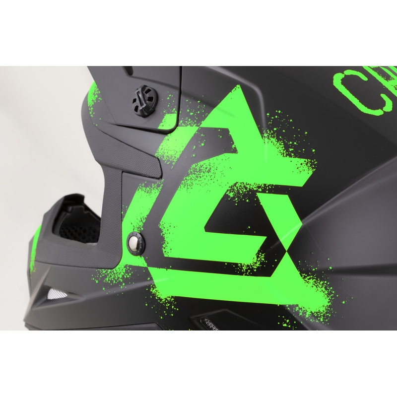 Dětská motokrosová helma na motorku Cassida Cross Cup 2 Crew Junior matná černo-fluo zelená