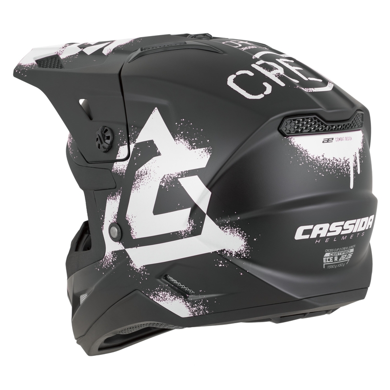 Dětská motokrosová helma na motorku Cassida Cross Cup 2 Crew Junior matná černo-bílá