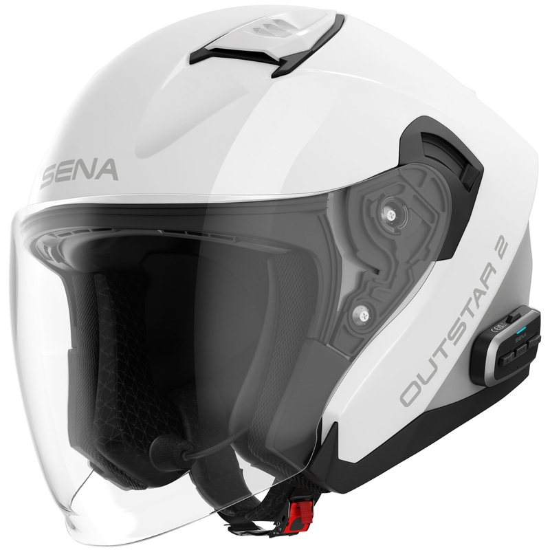 Otevřená přilba na motorku SENA Outstar 2 s headsetem lesklá bílá