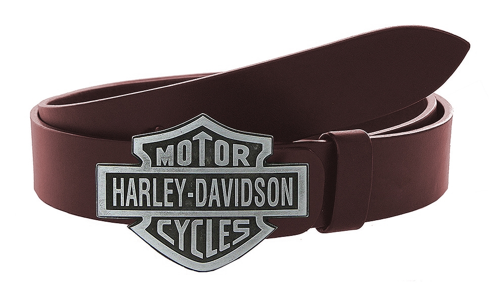 Kožený moto opasek se sponou Harley-Davidson hnědý Velikost: 150