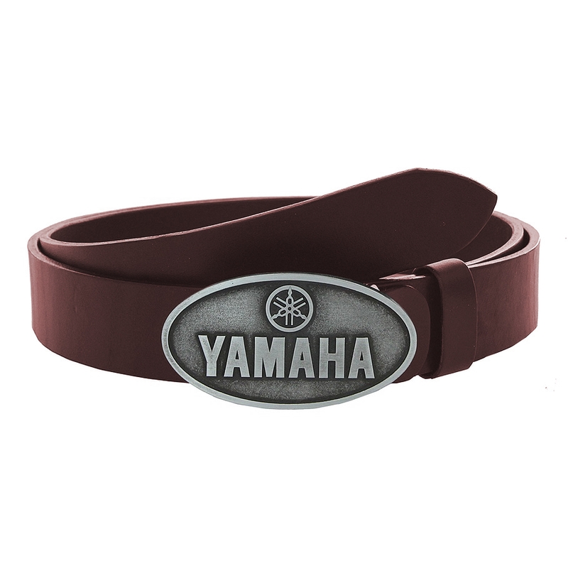 Kožený moto opasek se sponou Yamaha hnědý