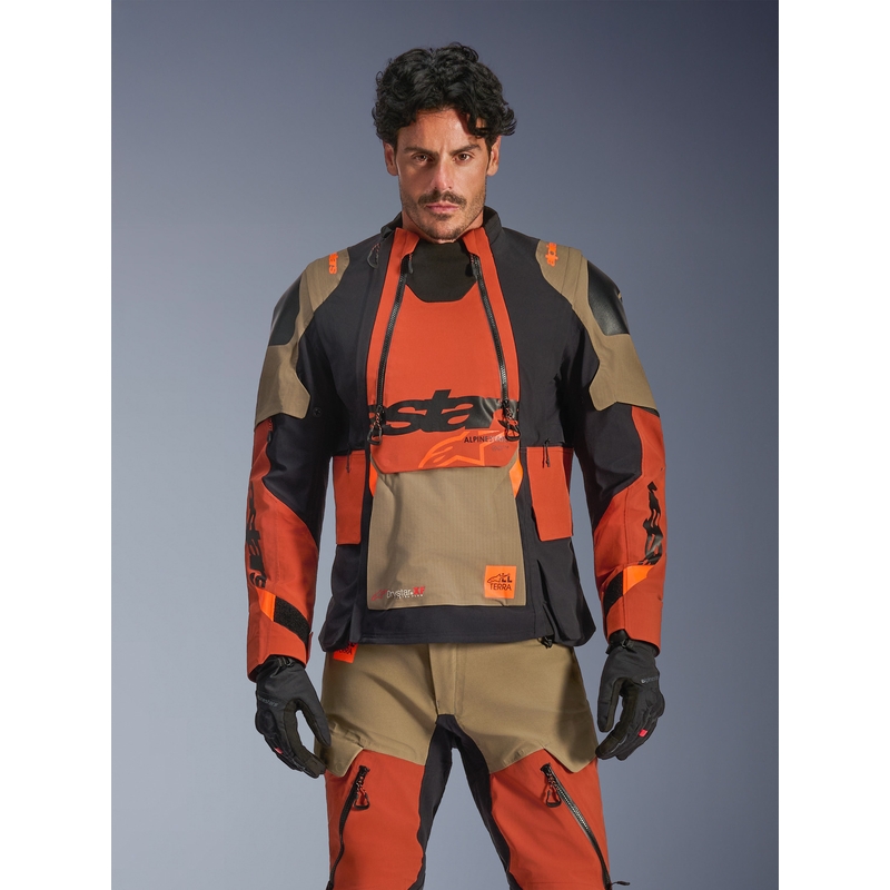 Bunda na motorku Alpinestars Halo PRO Drystar XF světle hnědo-tmavě oranžovo-černá