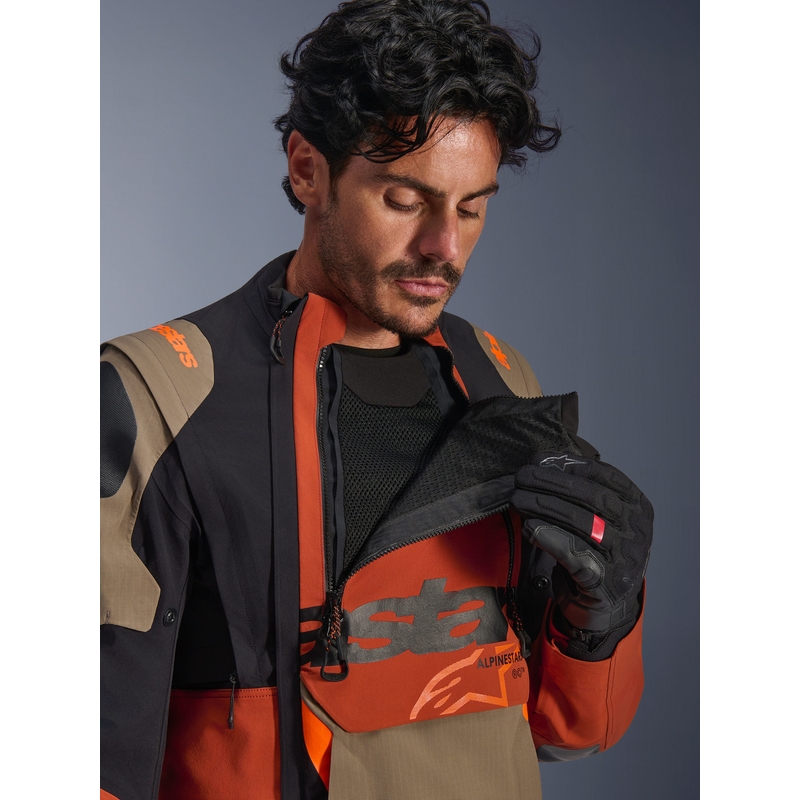 Bunda na motorku Alpinestars Halo PRO Drystar XF světle hnědo-tmavě oranžovo-černá
