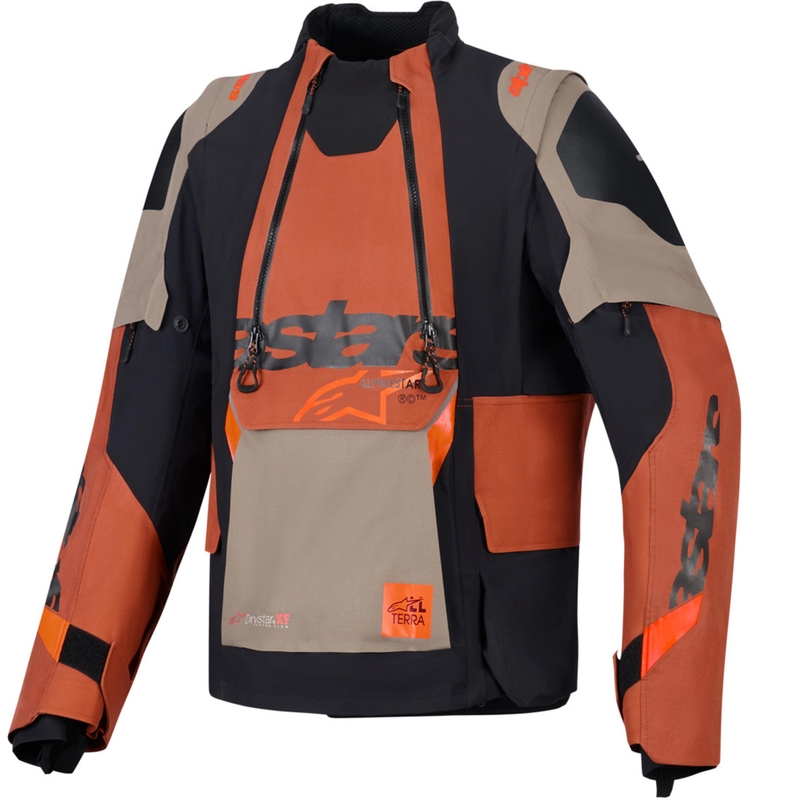 Bunda na motorku Alpinestars Halo PRO Drystar XF světle hnědo-tmavě oranžovo-černá