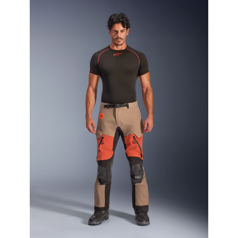Kalhoty na motorku Alpinestars Halo PRO Drystar XF světle hnědo-tmavě oranžovo-černé