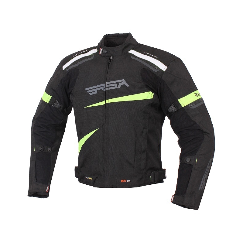 Bunda na motorku RSA Razor černo-bílo-fluo žlutá výprodej
