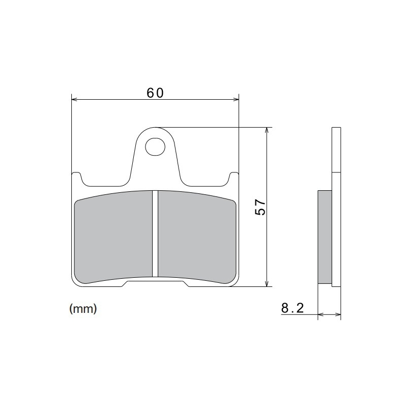 Brzdové destičky NISSIN semi-metalická směs 60x57x8.2 mm 2 ks