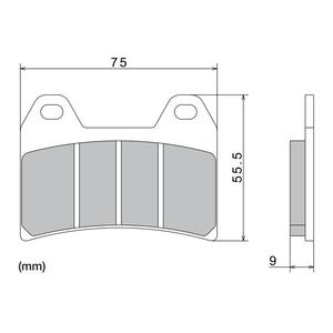 Brzdové destičky NISSIN semi-metalická směs 76x55.5x9 mm 2 ks