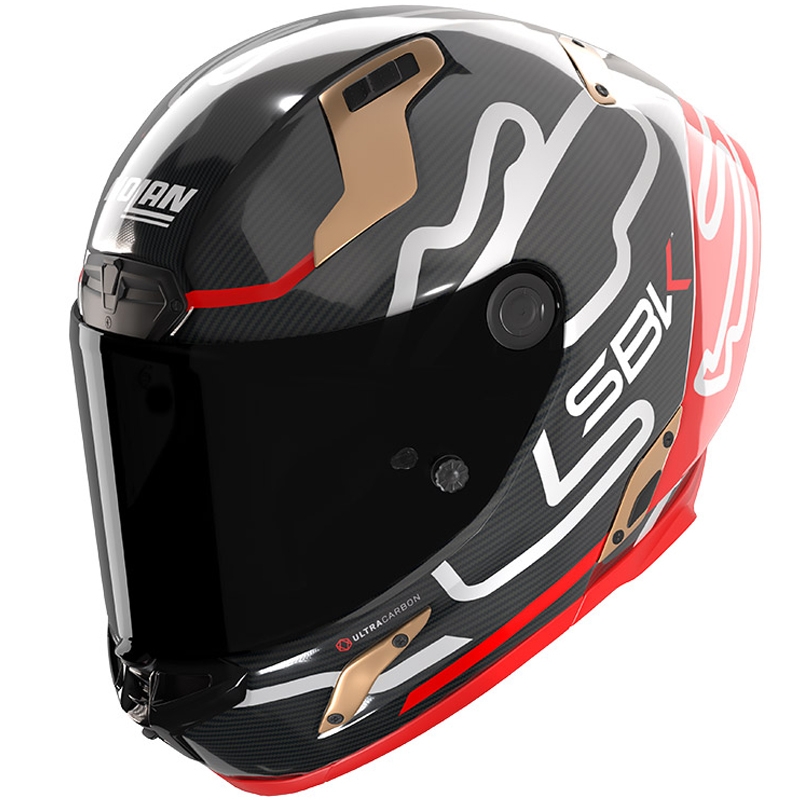 Integrální helma na motorku Nolan X-804 RS Ultra Carbon SBK 360 lesklá černo-červeno-zlatá