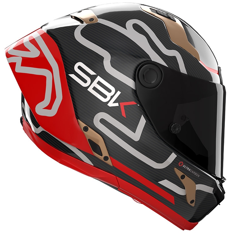 Integrální helma na motorku Nolan X-804 RS Ultra Carbon SBK 360 lesklá černo-červeno-zlatá