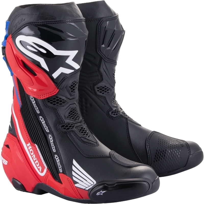 Boty na motorku Alpinestars Supertech R Honda černo-červeno fluo-modro-bílé