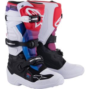 Dětské motokrosové boty Alpinestars Tech 7 S bílo-černo-červeno-modro-fialové