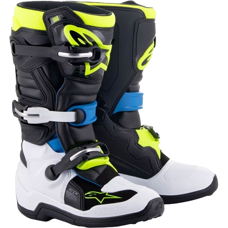Dětské boty na motorku Alpinestars Tech 7 S černo-bílo-žluto fluo-modré